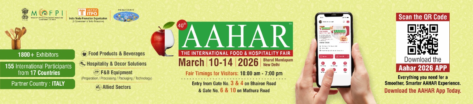 AAHAR 2026 - 40th Edition - The International Food & Hospitality Fair - March 10-14, 2026 - Bharat Mandapam, New Delhi